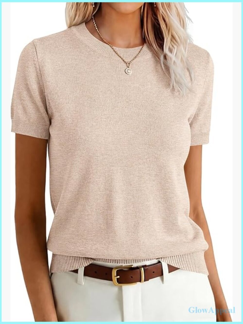Wool Blend Short Sleeve Pullover Sweater Business Casual Work Top